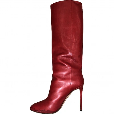 Pre-owned Aquazzura Leather Boots In Red