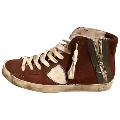 Pre-owned Philippe Model Leather Trainers In Brown