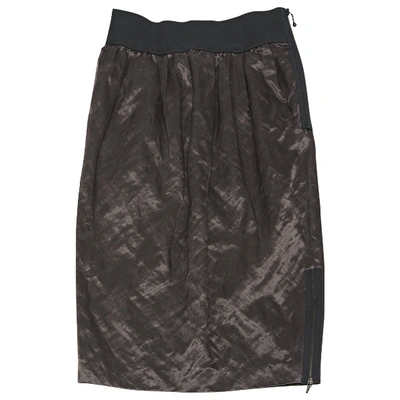 Pre-owned Lanvin Silk Mid-length Skirt In Brown