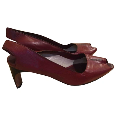 Pre-owned Costume National Leather Heels In Burgundy