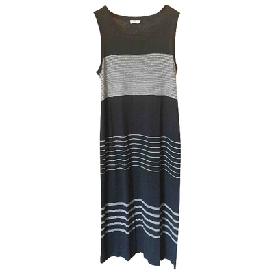 Pre-owned Vince Linen Mid-length Dress In Navy