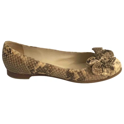 Pre-owned John Galliano Leather Ballet Flats In Beige