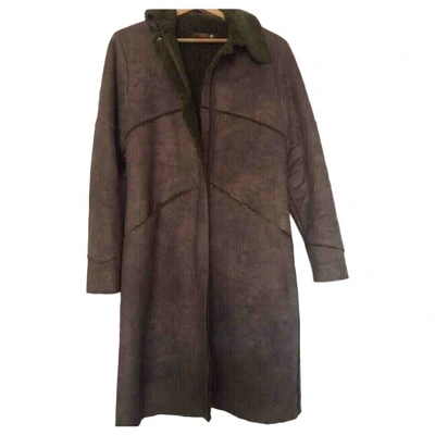 Pre-owned Acquaverde Green Faux Fur Coat