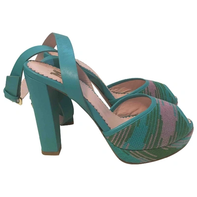 Pre-owned M Missoni Cloth Sandal In Turquoise