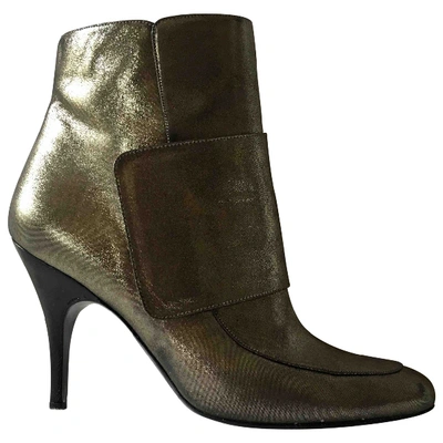 Pre-owned Lanvin Leather Ankle Boots In Silver