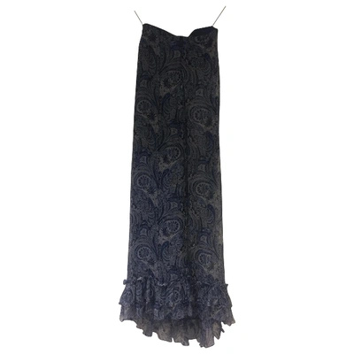 Pre-owned Jay Ahr Silk Maxi Dress In Blue