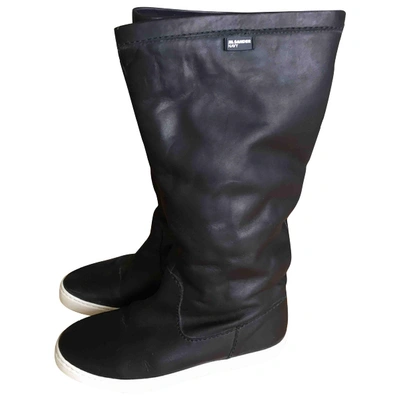 Pre-owned Jil Sander Leather Snow Boots In Black