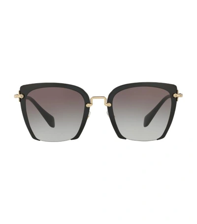 Miu Miu Miu Women's Black Mu52rs Rasoir Square-frame Sunglasses In Grey Gradient