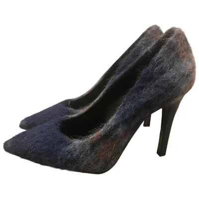 Pre-owned Msgm Cloth Heels In Blue