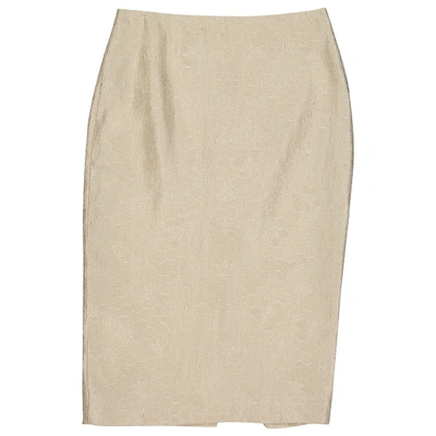 Pre-owned Alexander Mcqueen Silk Mid-length Skirt In Ecru