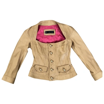 Pre-owned Dsquared2 Leather Biker Jacket In Camel