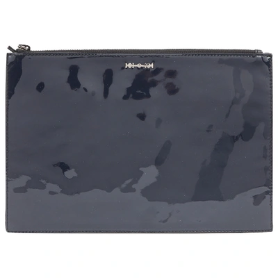 Pre-owned Alexander Mcqueen Patent Leather Clutch Bag In Navy