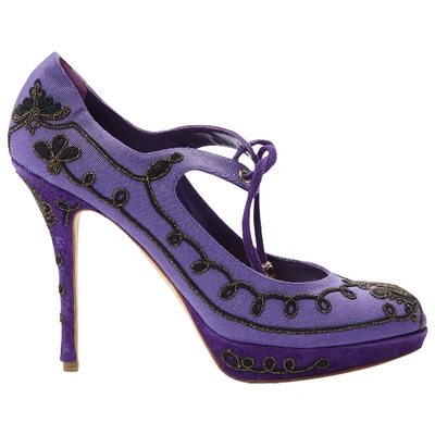 Pre-owned Dior Cloth Heels In Purple