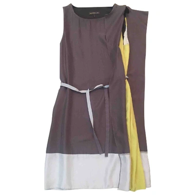 Pre-owned Trussardi Silk Mini Dress In Grey
