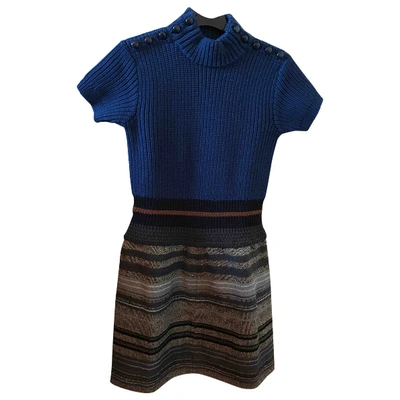 Pre-owned Louis Vuitton Wool Mini Dress In Blue