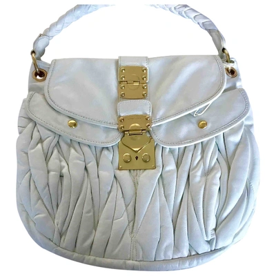 Pre-owned Miu Miu Matelassé Leather Handbag In White