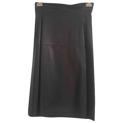 Pre-owned Bottega Veneta Leather Mid-length Skirt In Black
