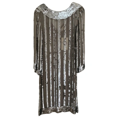 Pre-owned Candela Silk Mid-length Dress In Silver