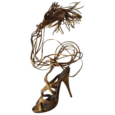 Pre-owned Roberto Cavalli Leather Sandals In Gold