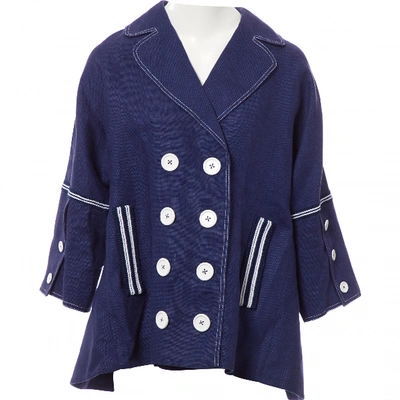 Pre-owned Andrew Gn Linen Jacket In Navy