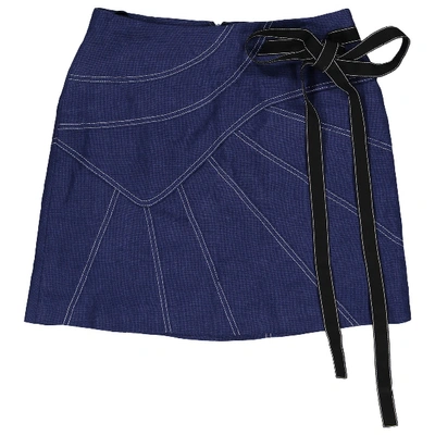 Pre-owned Andrew Gn Linen Mini Skirt In Navy
