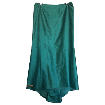 Pre-owned Max Mara Silk Maxi Skirt In Green