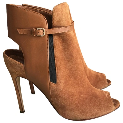 Pre-owned Sergio Rossi Open Toe Boots In Camel