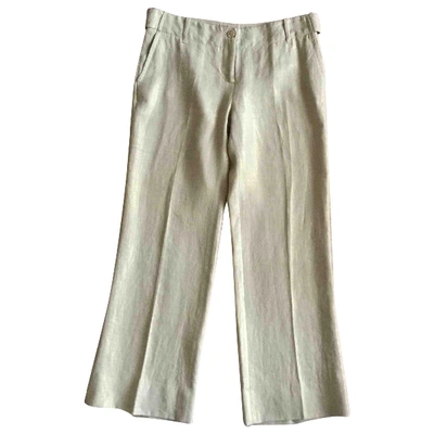 Pre-owned Blumarine Linen Large Pants In Beige
