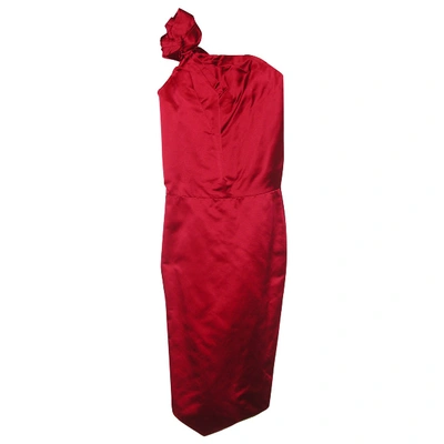Pre-owned Alexander Mcqueen Silk Dress In Red