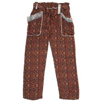 Pre-owned Isabel Marant Silk Straight Pants In Brown