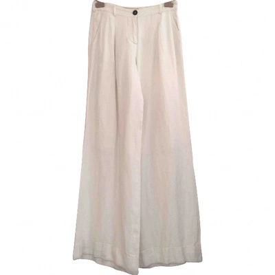 Pre-owned John Galliano Linen Large Pants In White