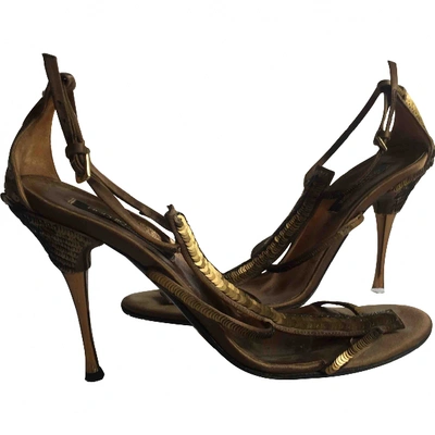 Pre-owned Sergio Rossi Leather Sandals In Gold