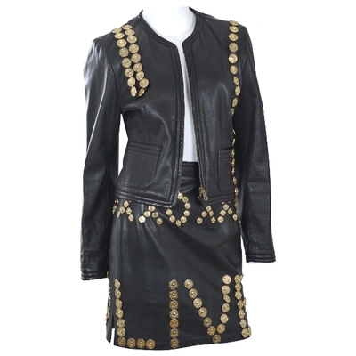 Pre-owned Moschino Cheap And Chic Leather Mini Dress In Black
