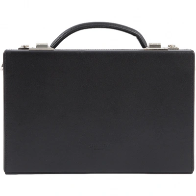 Pre-owned Calvin Klein Leather Clutch Bag In Black