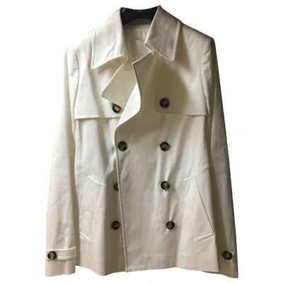 Pre-owned Pinko White Cotton Trench Coat