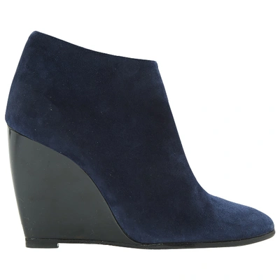 Pre-owned Pierre Hardy Ankle Boots In Navy
