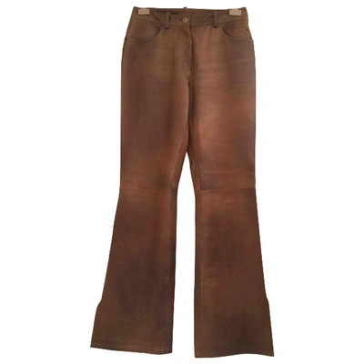 Pre-owned John Galliano Leather Trousers In Camel