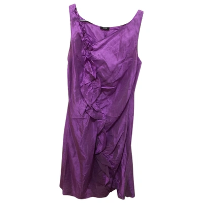 Pre-owned Hugo Boss Silk Mid-length Dress In Purple