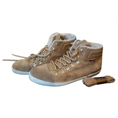 Pre-owned Gucci Trainers In Camel