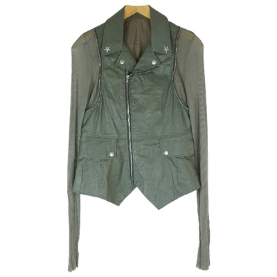 Pre-owned Undercover Leather Biker Jacket In Green