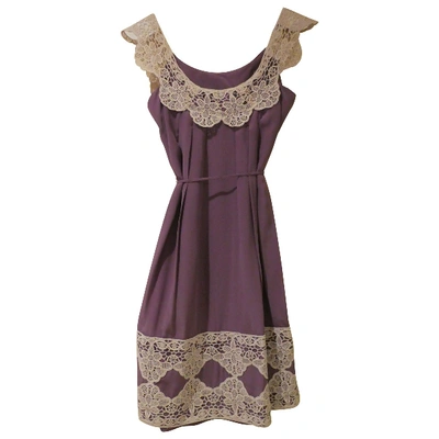 Pre-owned Milly Silk Mid-length Dress In Purple