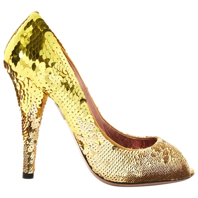 Pre-owned Miu Miu Glitter Heels In Gold