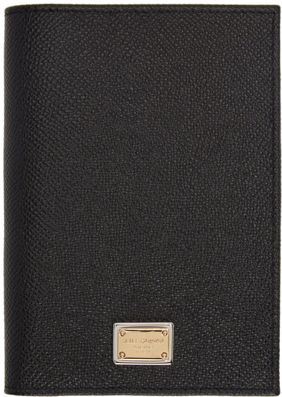 Dolce & Gabbana Black Leather Passport Holder