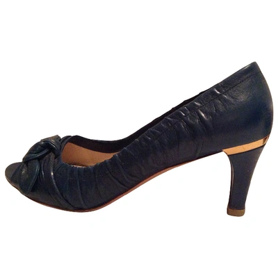 Pre-owned Prada Leather Heels In Navy