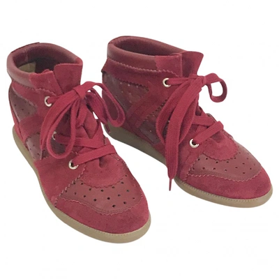 Pre-owned Isabel Marant Betty Leather Trainers In Burgundy