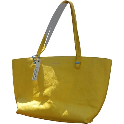 Pre-owned Calvin Klein Tote In Yellow