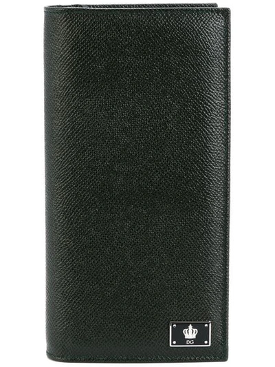 Dolce & Gabbana Dauphine Leather Continental Wallet, Black In Nero