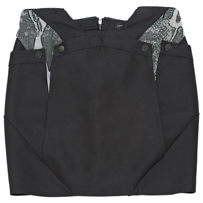 Pre-owned Anthony Vaccarello Silk Mini Skirt In Black