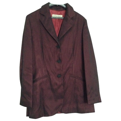 Pre-owned Alberta Ferretti Silk Suit Jacket In Burgundy