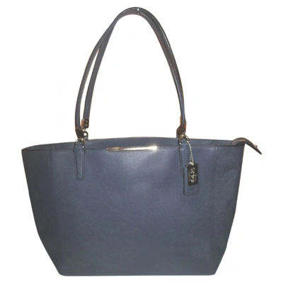 Pre-owned Coach Crossgrain Leather Taxi Tote Leather Handbag In Blue